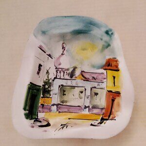 Hand painted Italian street scene ashtray